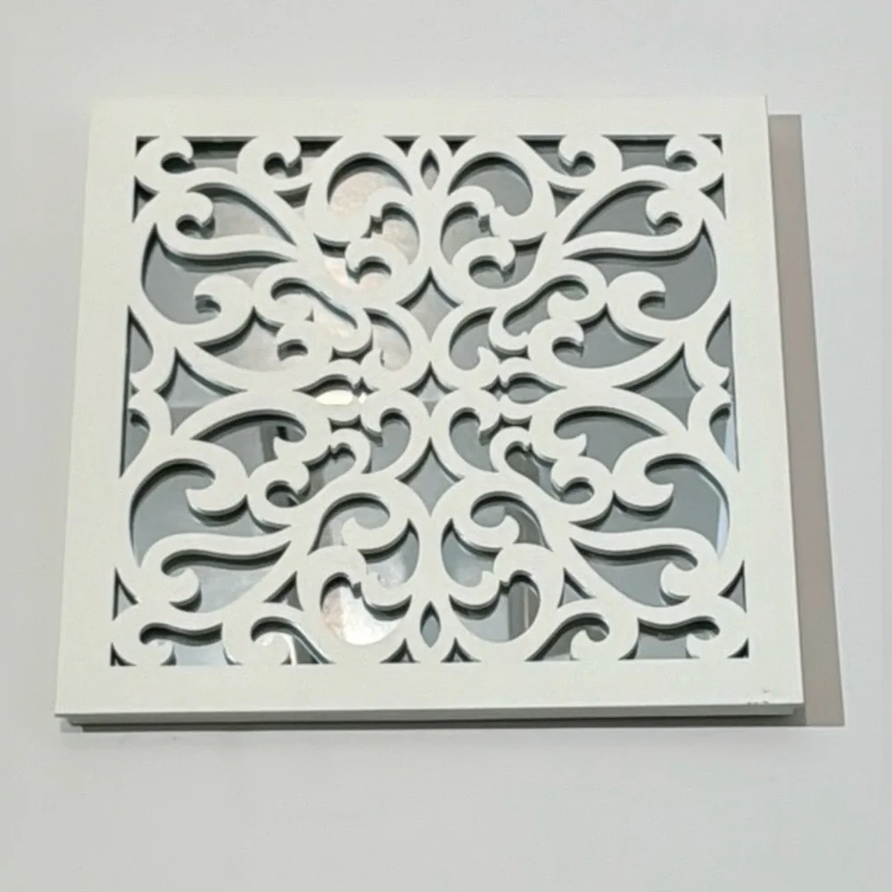 Wooden Lattice Square Hanging Wall Mirrors 3-Piece Set